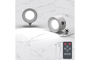 Coollamp LED Wall Light, 2Pack Wall Lamp with Reomte Control 3 Brightness Levels 360°Rotate Magnetic, Battery Operated Wall Lights for Living Room Bedroom Reading