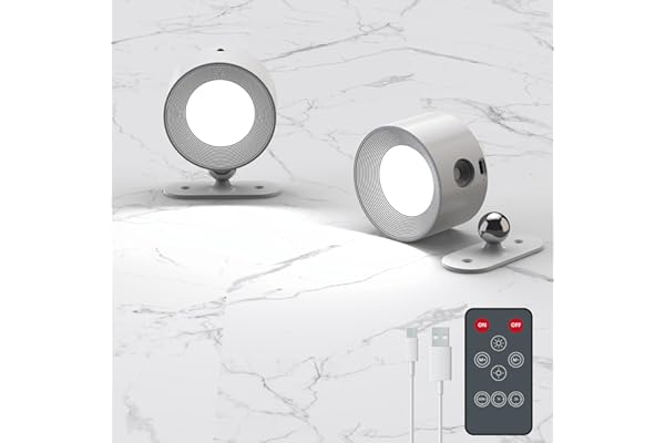 Coollamp 2Pcs Lámpara de pared LED, Apliques Pared Interior con Batería recargable 3 modos de color Regulable Rotación de 360 grados Control Remoto, Aplique a pilas para leer junto a la cama Blanco