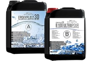 DIPON 6,0 kg de resina epoxi EpoxyPlast 3D B100 Ultra Pour 11 cm (110 mm) altura de riego para Rivertische I Ultra Diamond Clear I Máxima protección UV I Resina de fundición I Resina Cristal Transparente I