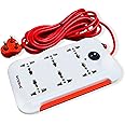 eSYSTEMS Extension Board, 6 Multi Plug Point Strip With Led Indicator, Master Switch & Universal Sockets Extension Cord, Short Circuit Protection (4.6 Meter) (White) (Cruze), 240 Volts