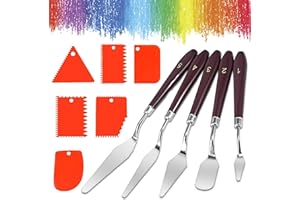 RTBRCG 11 Stück Spachtel Acrylmalerei, Spachtel set, 5 Stücke Öl Malen Palettenmesser+6 Stücke Abstreifermesser,Malmesser, Palettenmesser Malwerkzeuge Für Ölgemälde, Gouache, Aquarell