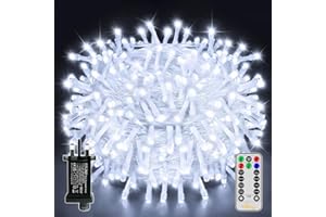 Ollny Christmas Tree Lights, 20m 200 LED Outdoor Fairy Light Mains Powered, Waterproof Cool White String Light with Plug,Remote/8 Modes/Timer, Bright Lighting Indoor/Outside/Garden/Xmas Decorations