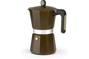 MONIX New Cream Cafetera Italiana de Aluminio, Capacidad 12 Tazas, Apta para Todo Tipo de cocinas incluida inducción