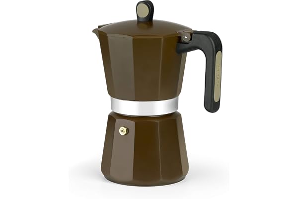 Monix New Cream | Cafetière de 6 Tasses, Fabriquée en Aluminium, Compatible Toutes Sources de Chaleur Induction Incluse