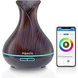 Alexa Diffuseur d'Huiles Essentielles WiFi, Maxcio 400ml Humidificateur d'Air Smart Diffuseur Parfum avec Lumières…