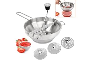 COCOARM Manual Potato Mill Stainless Steel Food Mill for Mashing, Straining & Grating Fruits & Vegetables Kitchen Mill Potato Ricer with 3 Discs, Easy to &Function, Soft Ball