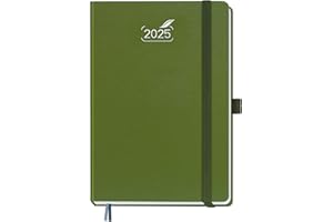 BEZEND Agenda 2025 A5 in Italiano | Agenda Settimanale con Carta da 120 g/m² e Pagine di Note Punteggiate,14,8 x 21,5 cm Copertina Rigida - Oliva