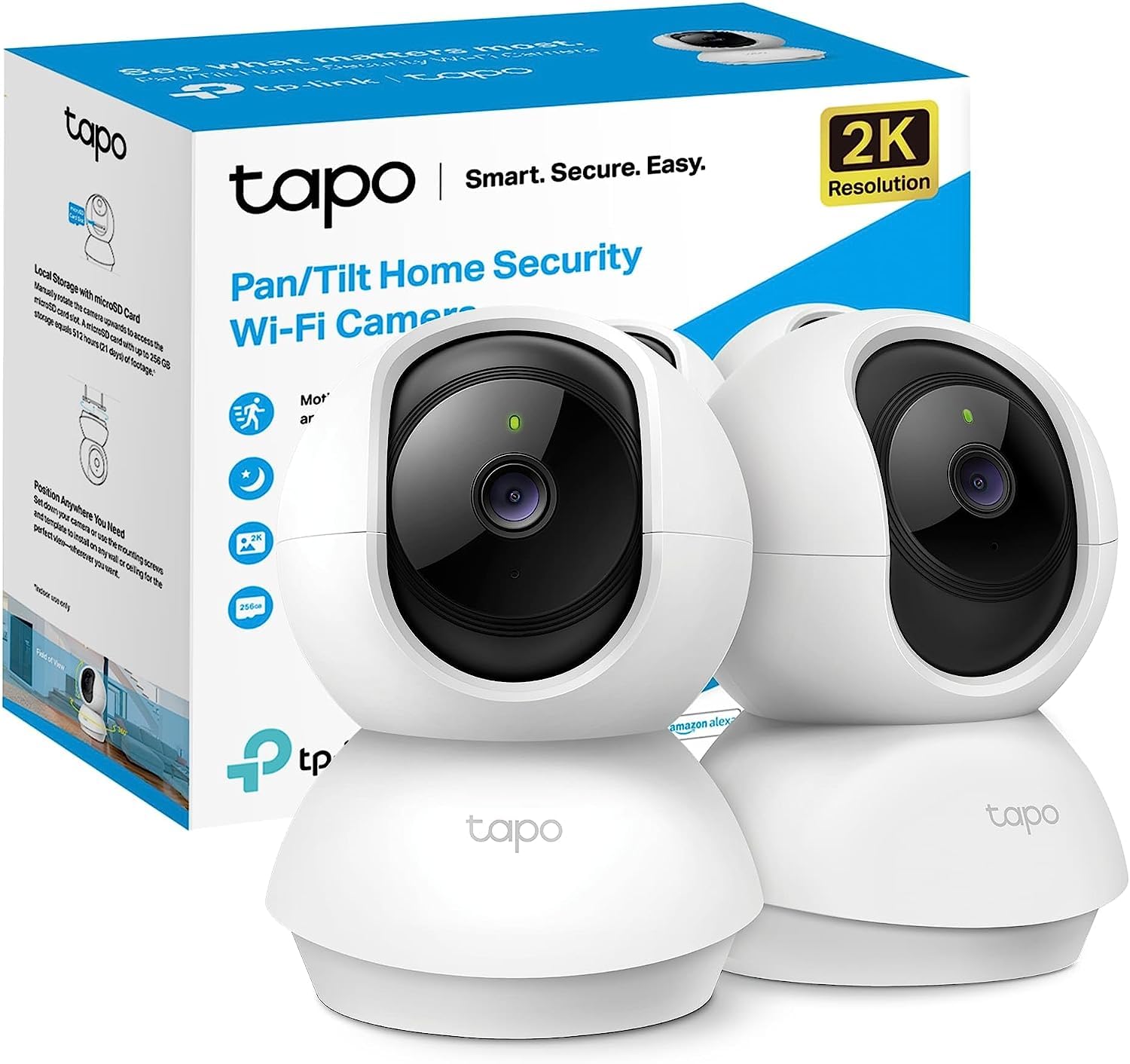 Tapo TP-Link C210P2 360° 3MP 2K 2304 Full HD 1296P Video Pan/Tilt Smart Wi-Fi Security Camera | Alexa Enabled | 2-Way Audio| 