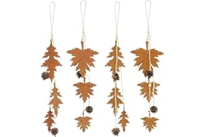 khevga Metall-Hänger Deko-Anhänger Herbstdeko zum hängen aufhängen Herbstblatt im 4er Set