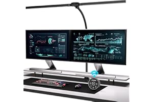 EYOCEAN Schreibtischlampe, Doppelkopf Schreibtischlampe Klemmbar, 24W 80cm Tageslichtlampe Schreibtisch mit Fernbedienung, Dimmbare Monitor Lampe, Büro Tischlampe, Augenschutz Bildschirmlampe