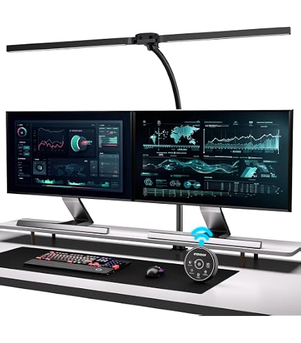 Lampe Bureau LED Double Tête FOMYHEARD 24W 80cm - 10 Luminosités & 10 Températures - Télécommande & USB
