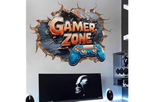 WOFEU 3D Game Wall Decals,Gamer Controller Wall Stickers for Boys Room,Gaming Joystick Sticker for Teenagers Kids Bedroom Playroom Nursery Wall Decor-Style D