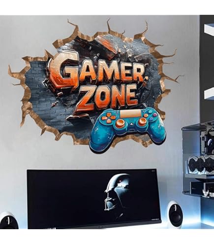 decalmile Grote 3D Gaming Muurstickers Gamer Controller Video Game Joystick Muurstickers Gaming Kamer Accessoires Tieners Jongens Slaapkamer Speelkamer Muurdecoratie
