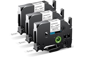 MarkField 3x TZ-231 Noir sur Blanc Ruban Compatible avec Brother P-touch Cassette TZe-231 TZ 12mm 0.47 laminées, pour Ptouch PT-H75 H105 H108 H200 H100LB 900 1000 1005 1010 1280 D210 D400 Cube