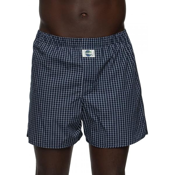 D.E.A.L International Boxershorts, Kariert Blau - 1 Stück, Aus 100% Baumwolle, Mit OEKO-TEX, Bequem Locker