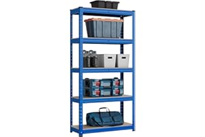 RACKING SOLUTIONS 5 Levels 1500mm H x 750mm W x 300mm D Heavy Duty Steel Shelving Garage Racking Unit 150KG UDL Per Shelf