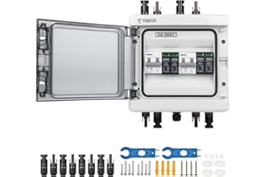 PJERJZN Solar Kombigerät (1-in-1-Out/2-in-2-Out/4-in-4-Out) mit 1000V DC 40A LS-Schalter & 20-40KA SPD, IP65 Wasserdichtes Gehäuse (PC+ABS) für Wohnmobile/Dach/Inselanlagen (2-in-2-Out)