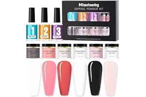 Layhou 6 Colors Dipping Powder Set Dip Powder Nail Art Starter Kit for DIY Salon No LED Nail Lamp Needed Nail Art Manicure with Base Top Coat Activator