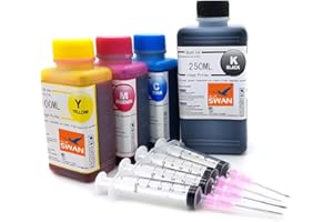 BLUE SWAN Kit de Recharge d’Encre 550 ml Compatible Canon PG-510 / CL-511 et PG-510XL / CL-511XL – Pour Cartouches Canon Pixma MP230, MP495, MP250, MP280, MX360, MX420, iP2700 – 4 Couleurs avec Outils