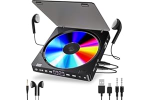 GUERAY Lettore CD portatile 1200 mAh Personale Lettore MP3 CD con Doppia Presa per Cuffie da 3,5 mm disco Walkman con Protezione Antiurto per bambini e adulti