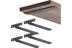 Mkono Hyllfästen 4-pack flytande hyllfästen 15 cm dolda hyllfästen metall slitstarka hyllfästen järn L-fästen för trähyllor (4 tum, Count, 4)