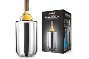 FINAL Touch Refroidisseur de vin en acier inoxydable avec gel amovible - Refroidisseur de vin en acier inoxydable avec blocs réfrigérants amovibles en gel