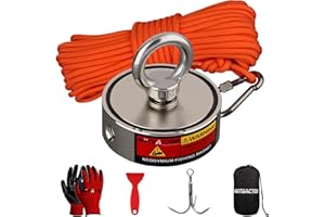 MUTUACTOR Zestaw dwustronnych magnesów wędkarskich 500 kg, wytrzymały magnes neodymowy n52 z wytrzymałą liną o długości 20 metrów i hakiem pazurowym, potężny magnetyczny skarb rzeczny