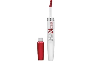 Maybelline New York SuperStay 24 2-Step Long Lasting Liquid Lipstick & Lip Balm, Long Wear Makeup, High-Impact Lip Color with Microflex Technology, Satin Finish, Optic Ruby