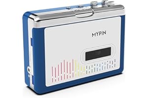 MYPIN Cassette Player, Portable Bluetooth Cassette Player, Tape Player Output to Headphone/Speaker,Walkman 2 AA Battery or USB Power Supply, 3.5mm Headphone Jack