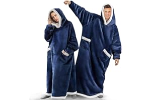BTONGE Übergroße Hoodie Decke mit ärmeln, deckenpullover, Kuschel Hoodie Damen Herren Flanell Sherpa Warme Komfortable kuscheldecke zum anziehen für Erwachsene und Adolescent, Schwarz