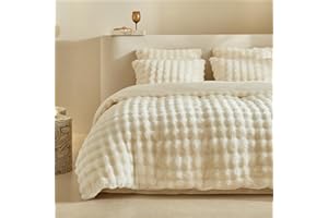 ‎LEKESKY Lekesky Plüsch Bettwäsche 135x200 - Flauschige Bettwäsche aus Flauschig Kaninchenfellimitat - Beige Winterbettwäsche 135x200 mit Reißverschluss und 1 Kissenbezug mit Reißverschluss 80x80cm