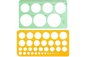 AHQIZFX 2 plantillas circulares para dibujar, regla circular para pintar, plantilla de quilling transparente, regla de agujeros redondos, plantilla de círculo, plantilla de orificios, plantillas geométricas