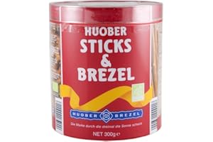 ‎HUOBER HUOBER Bio Sticks & Brezel, große Dose mit Salzstangen und Brezeln zum Anbieten, 300 g
