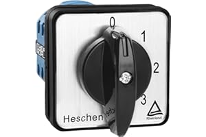 Heschen Interruptor universal de cambio de selector de leva giratorio SZW26-20/0-4.4 660V 20A 5 Posiciones 4 Fase 16 Terminales CE