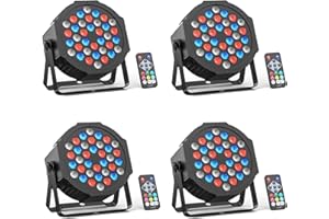 Erreyht 4PCS 36 LED Stage Lights,RGB LED Par Can Light,DMX512 DJ Par 7CH Disco Light Party Light with Remote Control,7 Modes Stage Lighting Effect for DJ Bar Club Band Wedding Halloween