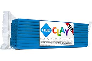 HUE Clay (formerly Newplast) - Firm, Reusable, Non-Drying, Oil-Based Modelling Material for Stop Motion Animation, Hobbyists & Sculptors. One Colour Layered Bar 500g, Blue