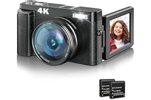 MELCAM 4K Appareil Photo Numérique 48MP Caméra Numérique Autofocus 3" 180° Flip Écran Éclair Lentille UV 16X Zoom Numérique Selfie Image Stable Appareil Photo Numérique Compact pour Débutant Adulte