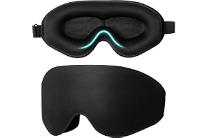 Blendura sovmask, 100% ljussäker, 3D, supermjuk, bekväm, justerbar ögonmussla, svart, 3D