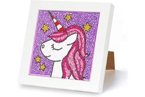WISHSTAR Pittura Diamante Kit, 5D Diamond Painting Pit Unicorno con Cornice，Pittura Diamante Fai da Te Unicorno ，Pittura Diamante Bambini，5d Diamond Art Painting Kits Sonic for Kids for Home Decor e Regalo