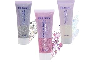 RUIBAVYA Glitter Body Gel con Lustrini Glitter Corpo per Festival Prodotto Cosmetico Glitter Make Up per Viso, Capelli, Unghie Trucco Di Lunga Durata