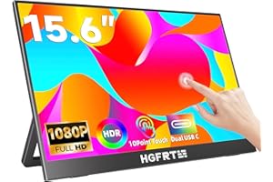 HGFRTEE 15,6 pollici monitor portatile touch screen FHD 1920 x 1080 IPS – display touch screen con USB-C/HD, montaggio VESA, modalità di protezione degli occhi per console, 15,6T