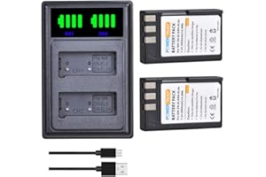 PowerTrust 2Pcs EN-EL9 EN-EL9A Battery and LED Dual Charger for Nikon D5000, D40, D40x, D60, D3000 Camera