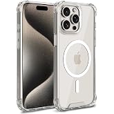 MagShield Series for Minesk iPhone 15 Pro Transparent Hybrid Case with Corner Protection Compatible with MagSafe Ultra Strong Magnetic Circle v