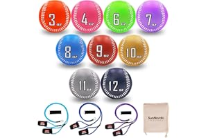 SunNordic Weighted Baseballs Set of 9, Premium Leather Baseball with Baseball Bands for Pitching, Variable Weight Baseballs for Improved Power & Pitching Training - for All Skill Levels
