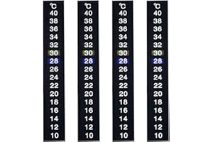 TIAMARAEON 4Pcs Tank Thermometers Fish Tank Thermometer Stick On, Temperature Meter Sticker, Aquarium Thermometer Strip Stick On Water Temperature Sticker for Aquarium and Fish Tank(Black)