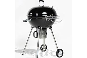 Ravigarden Barbecue Charbon de Bois 57 cm avec Couvercle | Barbecue Rond Charbon | BBQ Charbon 4 Pieds | Idéal pour 8 à 12 Personnes | Centre Amovible | Récupérateur de Cendres | Barbecue Boule