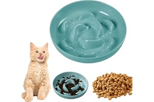 JOZMMZEOOA Comedero Antivoracidad Gato,Comedero Gato 16 * 16 * 3.2 CM Interactivo Blanco Platos para Diseño de Laberinto Interactivo Fácil de Limpiar (Azul)