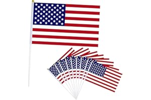 YAAVAAW 10pcs Small USA America Flags on Sticks - Oly Decorations, Hand Wave Flags for Sports Events & Party