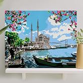 Palmiye Hobby Art Painting with Numbers Canvas Set Brush Paint Included (Platted) 40x50 CM - Ortak&ouml;y