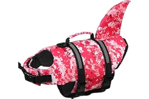 Voarge Dog Life Vest, Swimming Float Jacket Adjustable, Dog Life Jacket for Small, Medium, Large Dogs with Rescue Handle Flotation Vest (Red floral, S)
